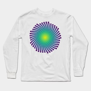 Whirlpool Spiral | Dark Peacock Yellow Green Blue Long Sleeve T-Shirt